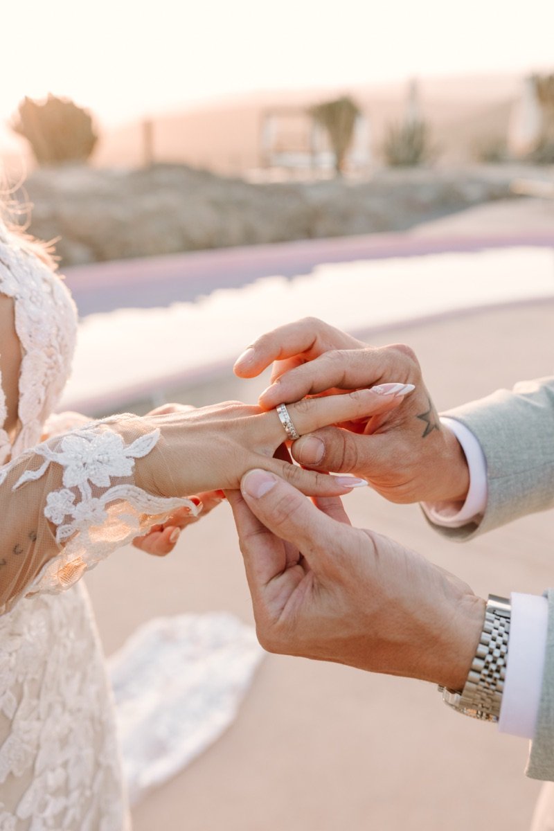 Exchange of wedding rings during a personal ceremony